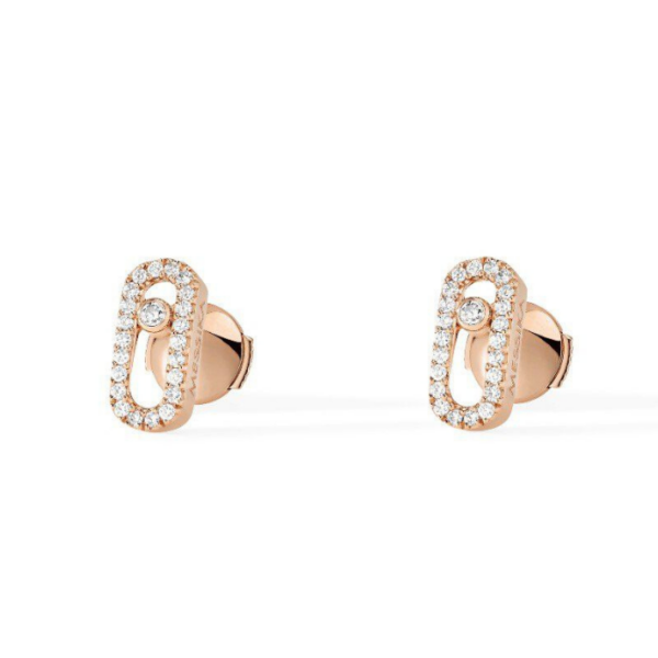 Boucles d'Oreilles Messika Move Uno Pavées Or Rose 05634-PG