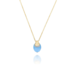 Collier haut de gamme or jaune et aigre-marine
